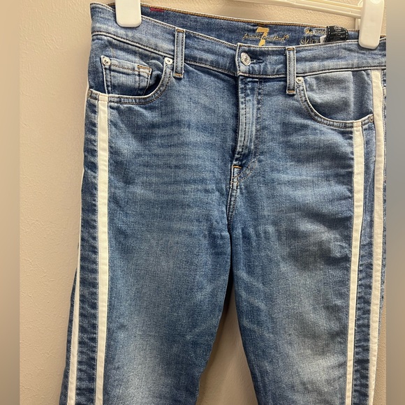 7 for All Mankind The Ankle Skinny Jean with White Stripes. Size 29 - Picture 2 of 7